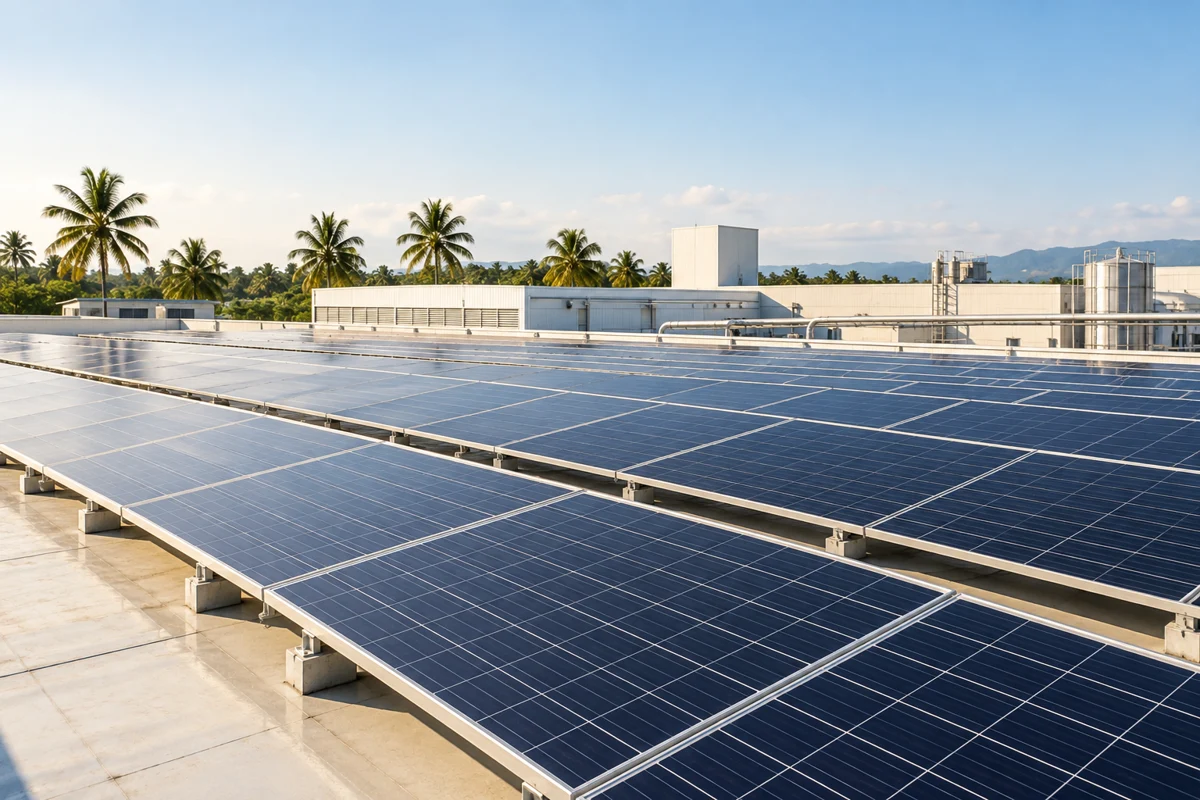 Reference image of industrial rooftop solar panels